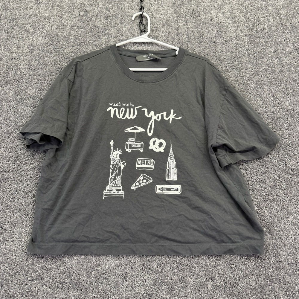Primark Graphic T Shirt Womens Medium Gray Meet Me In New York Short Sleeve Tee